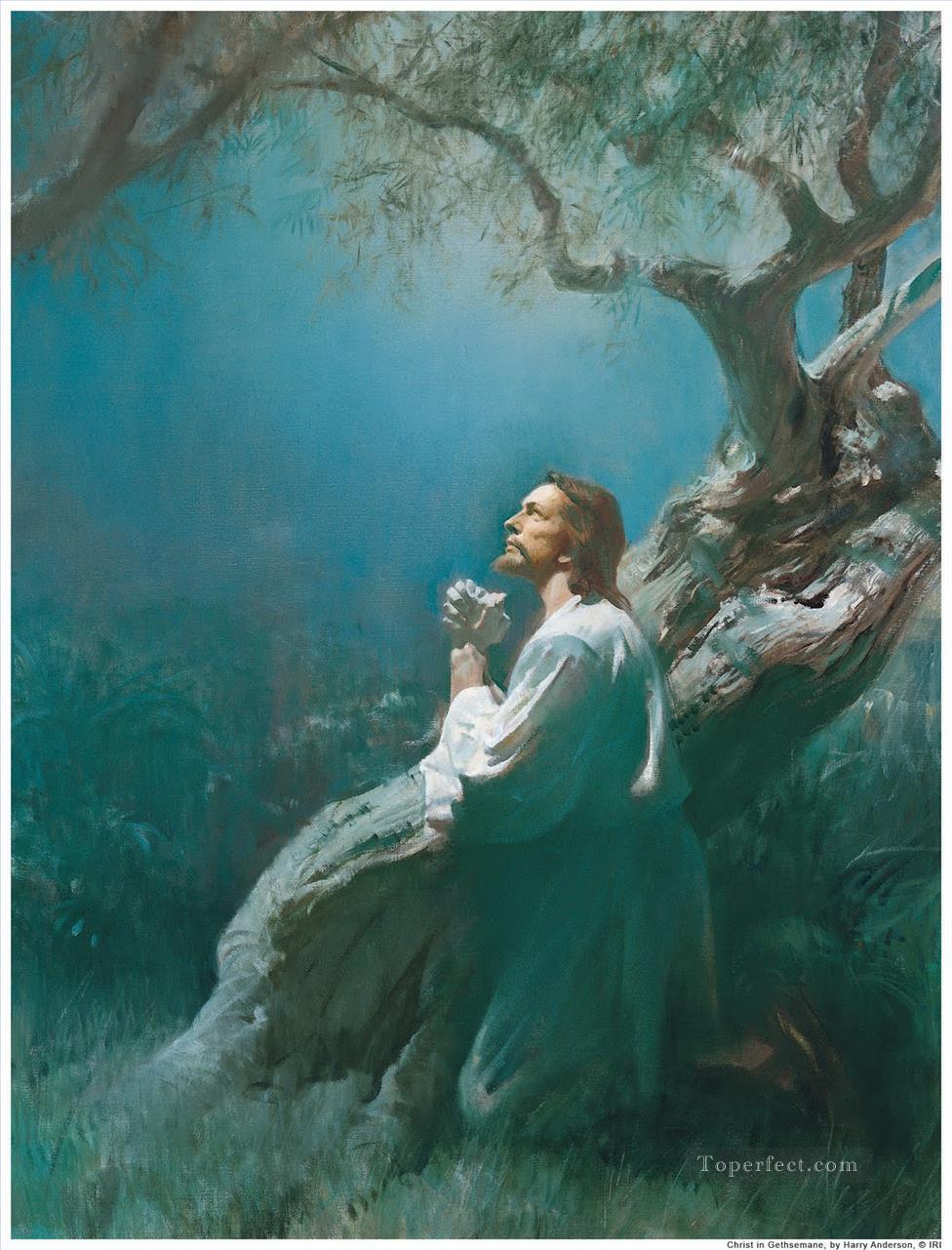 Jésus priant à Gethsémané Religieuse Christianisme Peintures à l'huile
